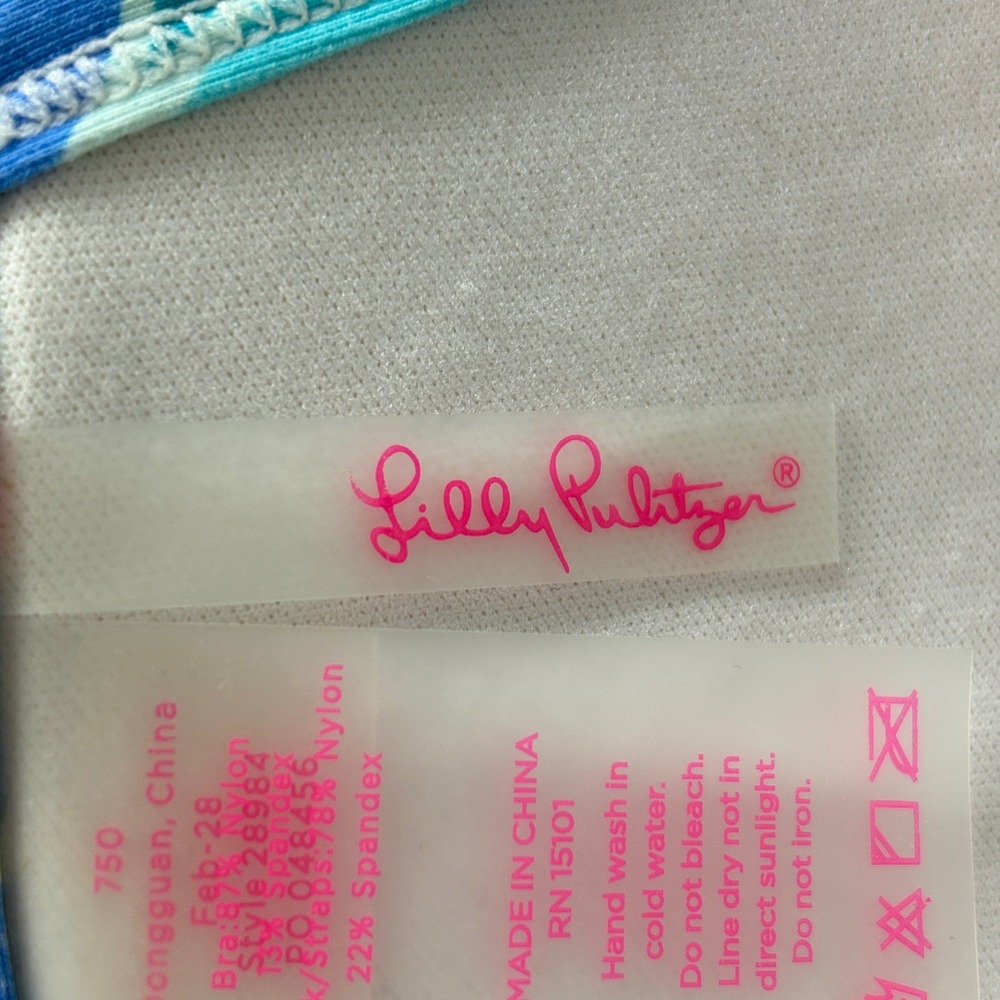 Lilly Pulitzer Womens Bikini Top Size 12 Blue Floral Underwire Gold Clasp 28984 - Picture 7 of 11